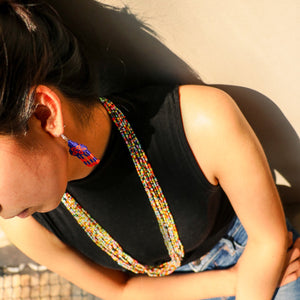 Aretes Artesanales Rarámuri | Chaquira con diseño tradicional