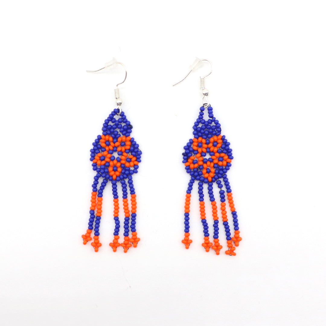 Aretes Artesanales Rarámuri | Chaquira con diseño tradicional